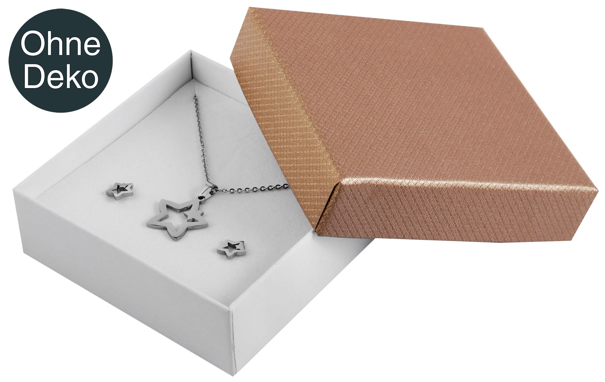 Juwelenverpakking, PU12, beige/wit, afmetingen: 9 x 9 x 3 cm