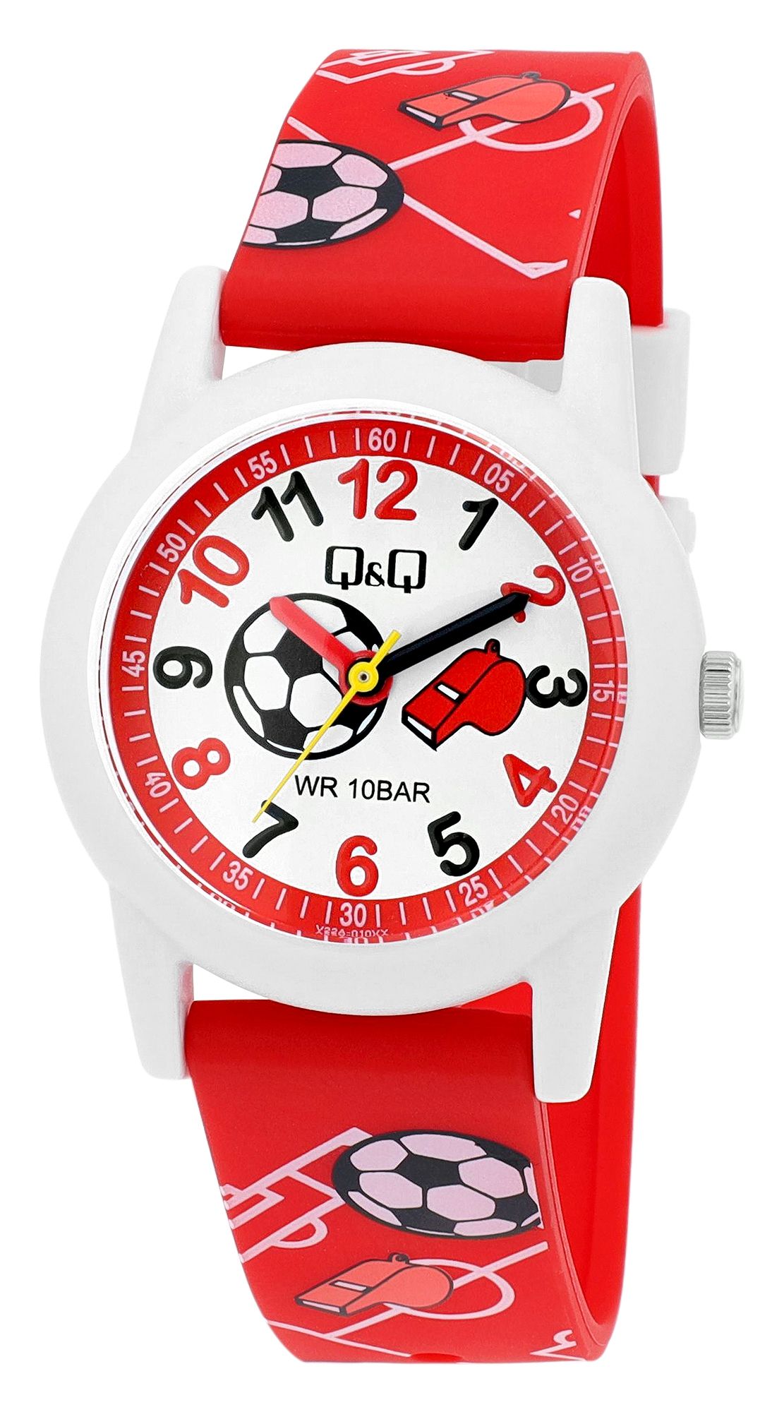 Q&amp;Q kinderhorloge met siliconen band, "Football", 10 bar