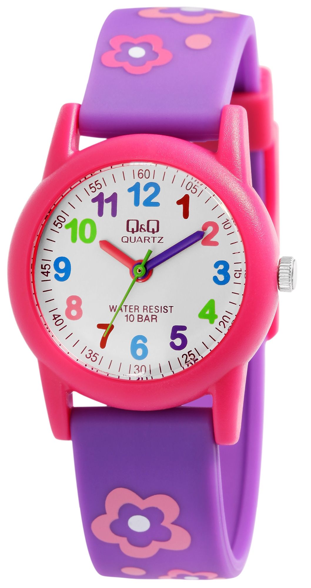 Q&Q Kinderuhr "Blume", Band aus Resin, 10 ATM