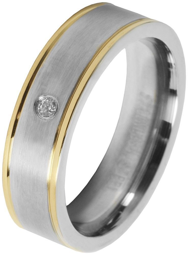 "Deep Breath" dames partnerring, roestvrijstalen accent, Simili, tweekleurig (zilver/goudkleurig), maat 50