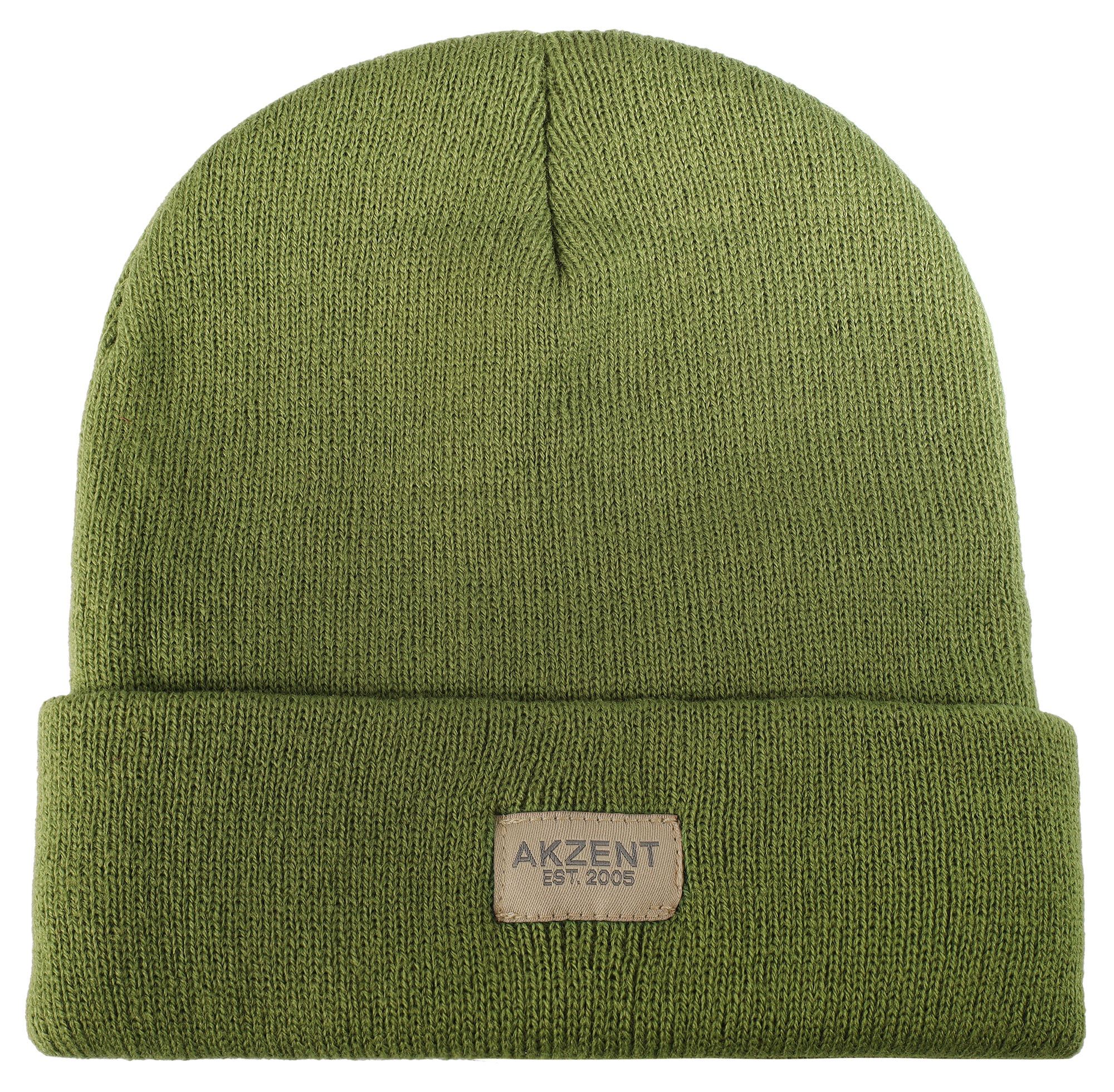 Accent gebreide muts/ beanie met omslag, 100% acryl, 4 pakken, groen