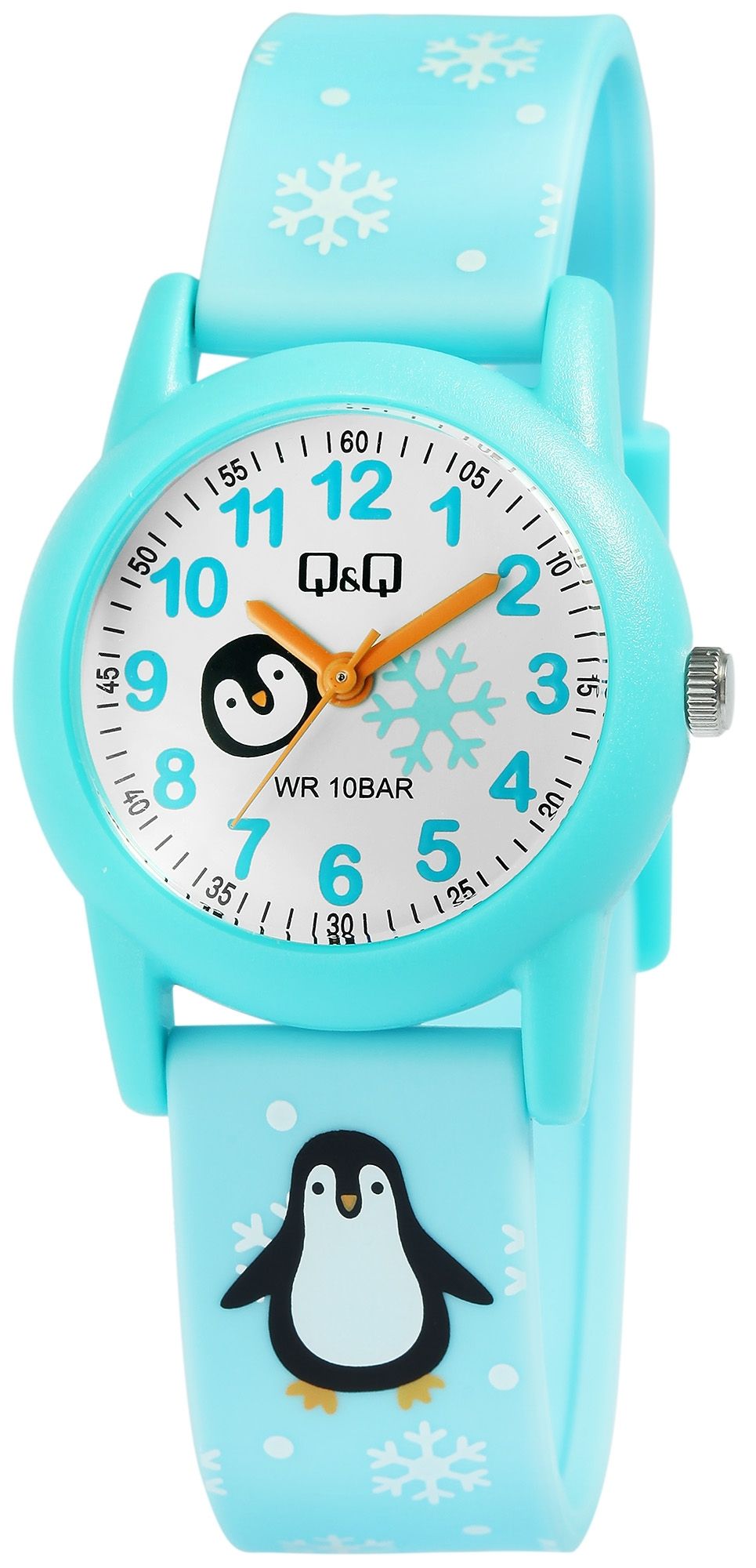 Q&amp;Q kinderhorloge met siliconen band, "Penguin", 10 bar