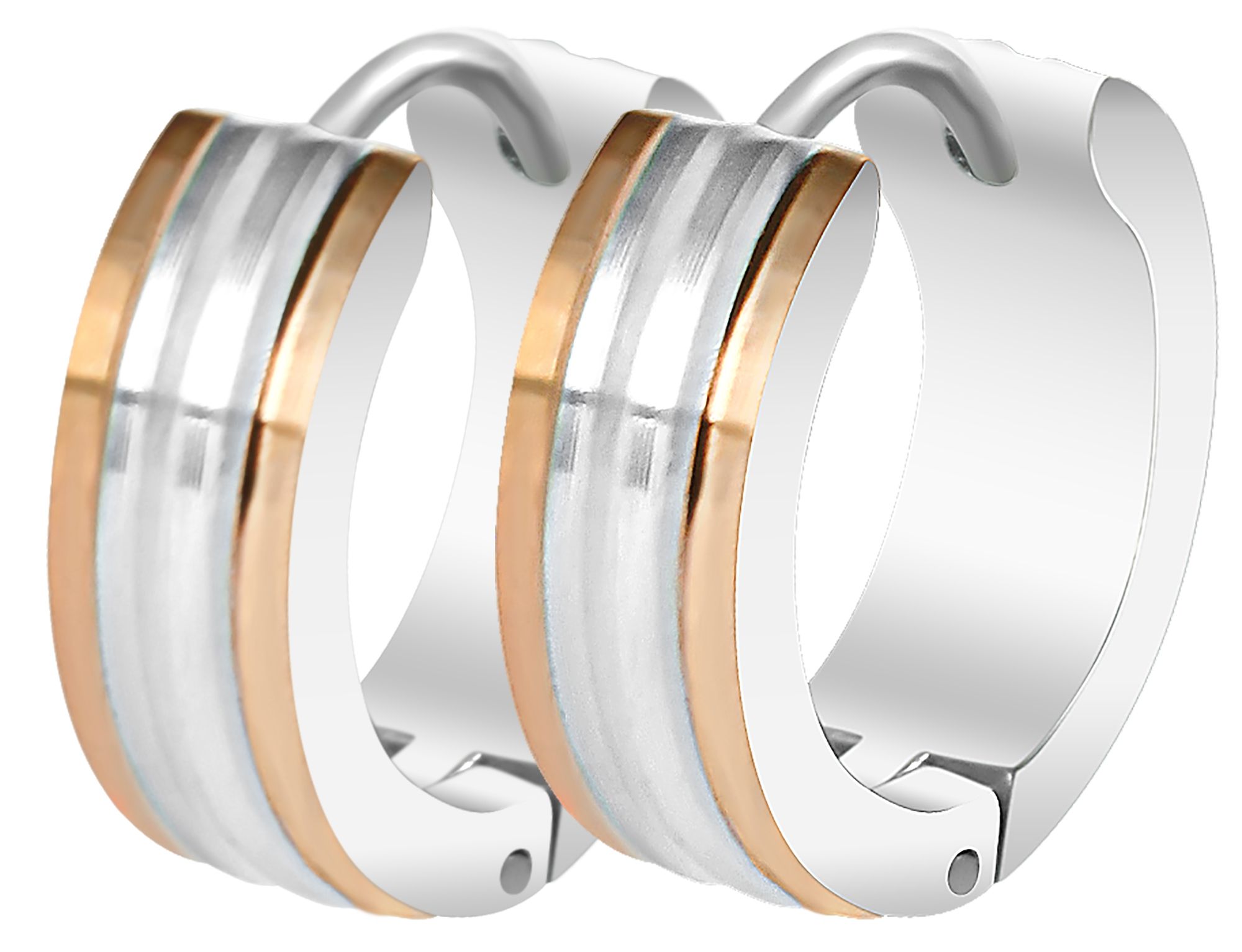 Akzent Klapp-Creolen aus Edelstahl, silber- & roségoldfarben