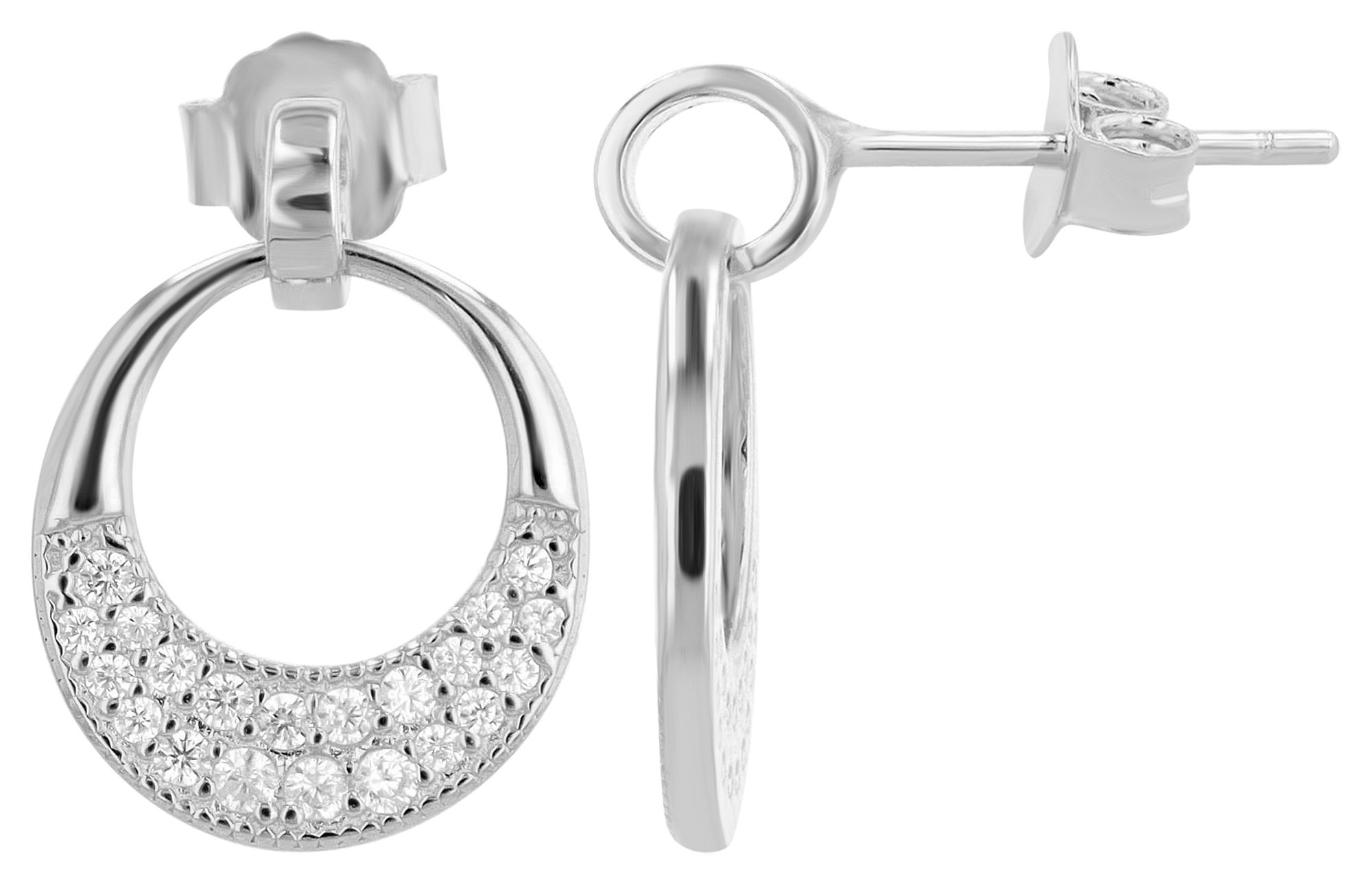 "Roxana" 925/- echt zilveren oorbellen met hanger, zilverkleurig gerhodineerd