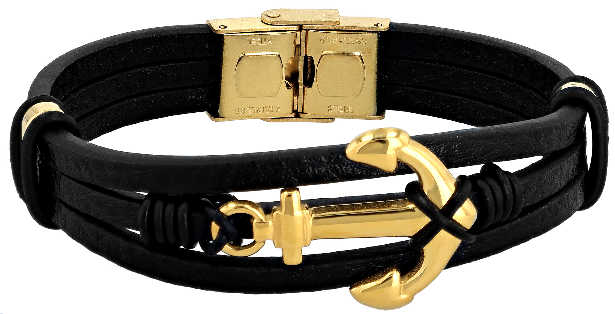 "Baltura", accentleren band, roestvrijstalen anker, zwart/goudkleurig